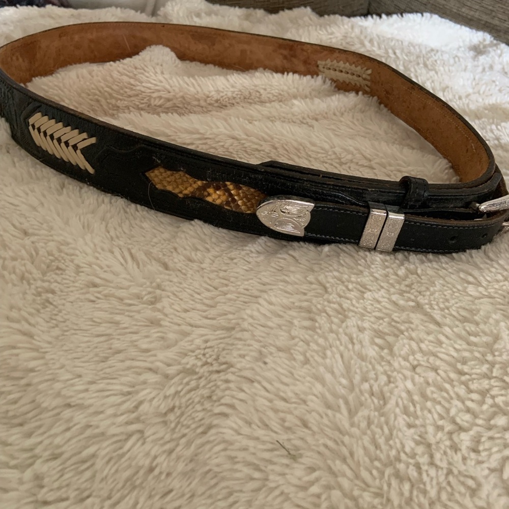 Black and Gold Western Leather Belt